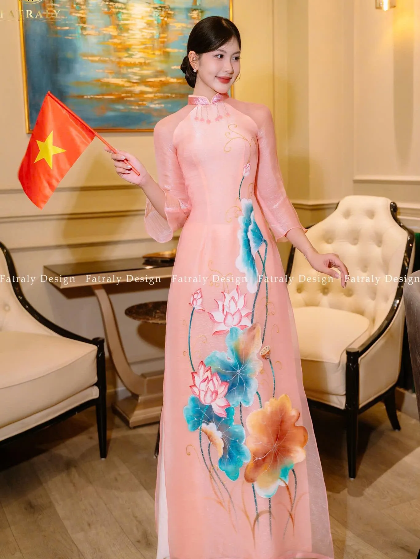[ADTK 27] Áo dài nữ thiết kế tinh tế vải tơ