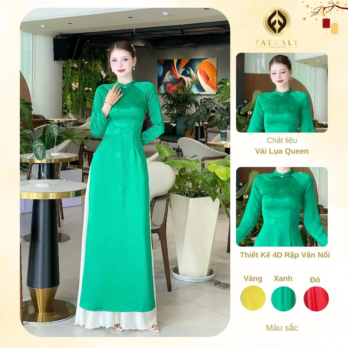 Áo Dài Lụa Queen Thiết Kế 4D Rập Vân Nổi