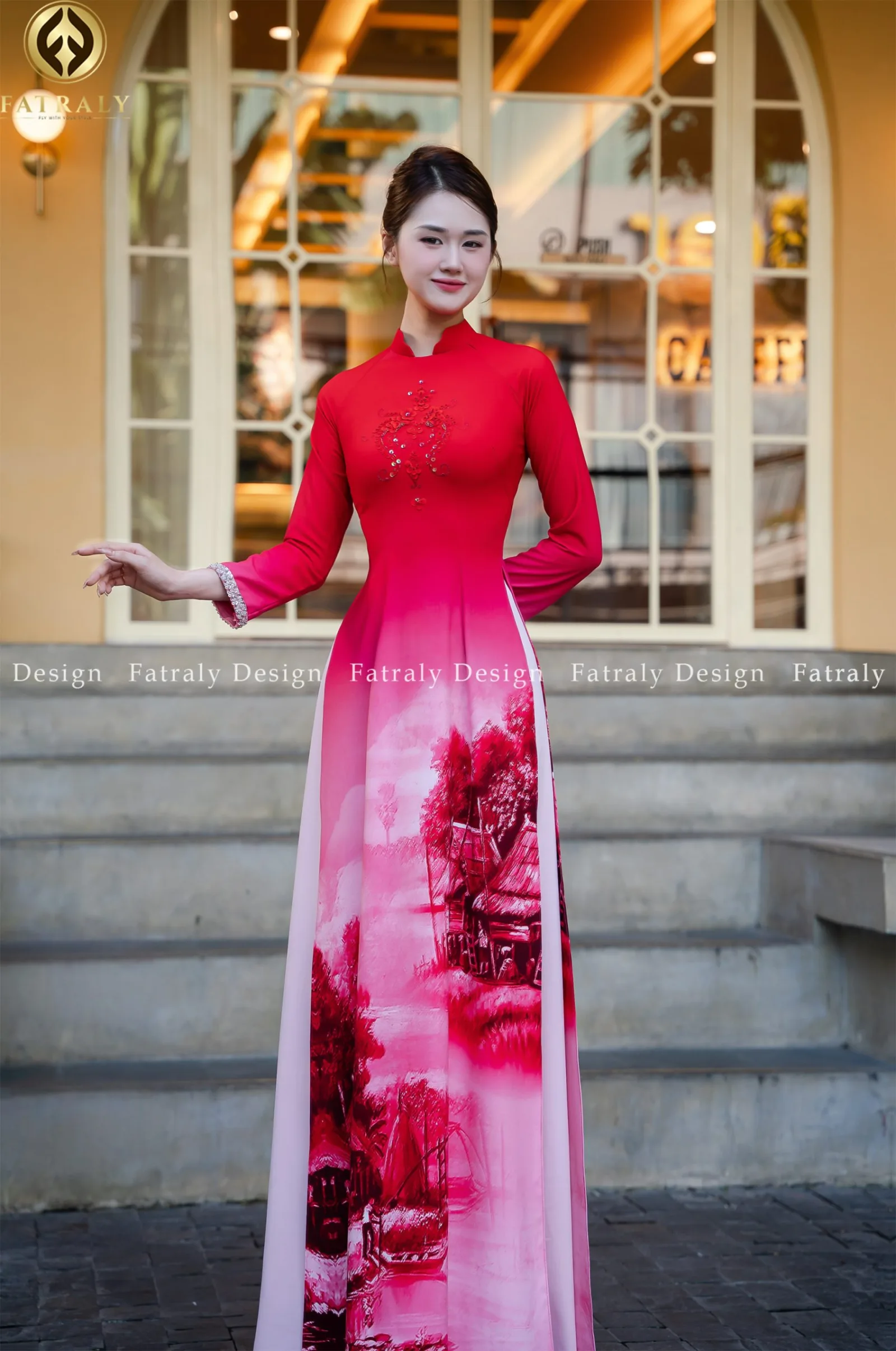 Áo dài vải lụa gấm thái tuấn Fatraly