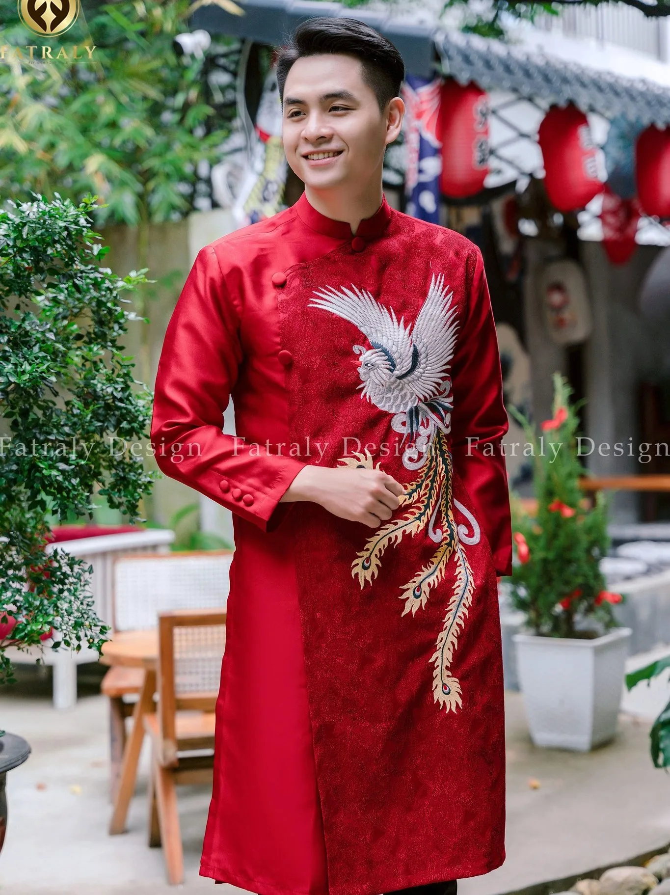 Áo dài vải lụa gấm thái tuấn Fatraly