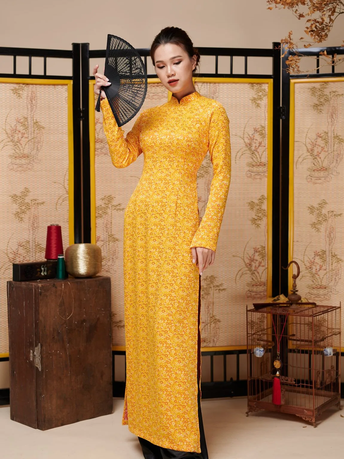 Áo dài vải lụa satin thái tuấn Fatraly
