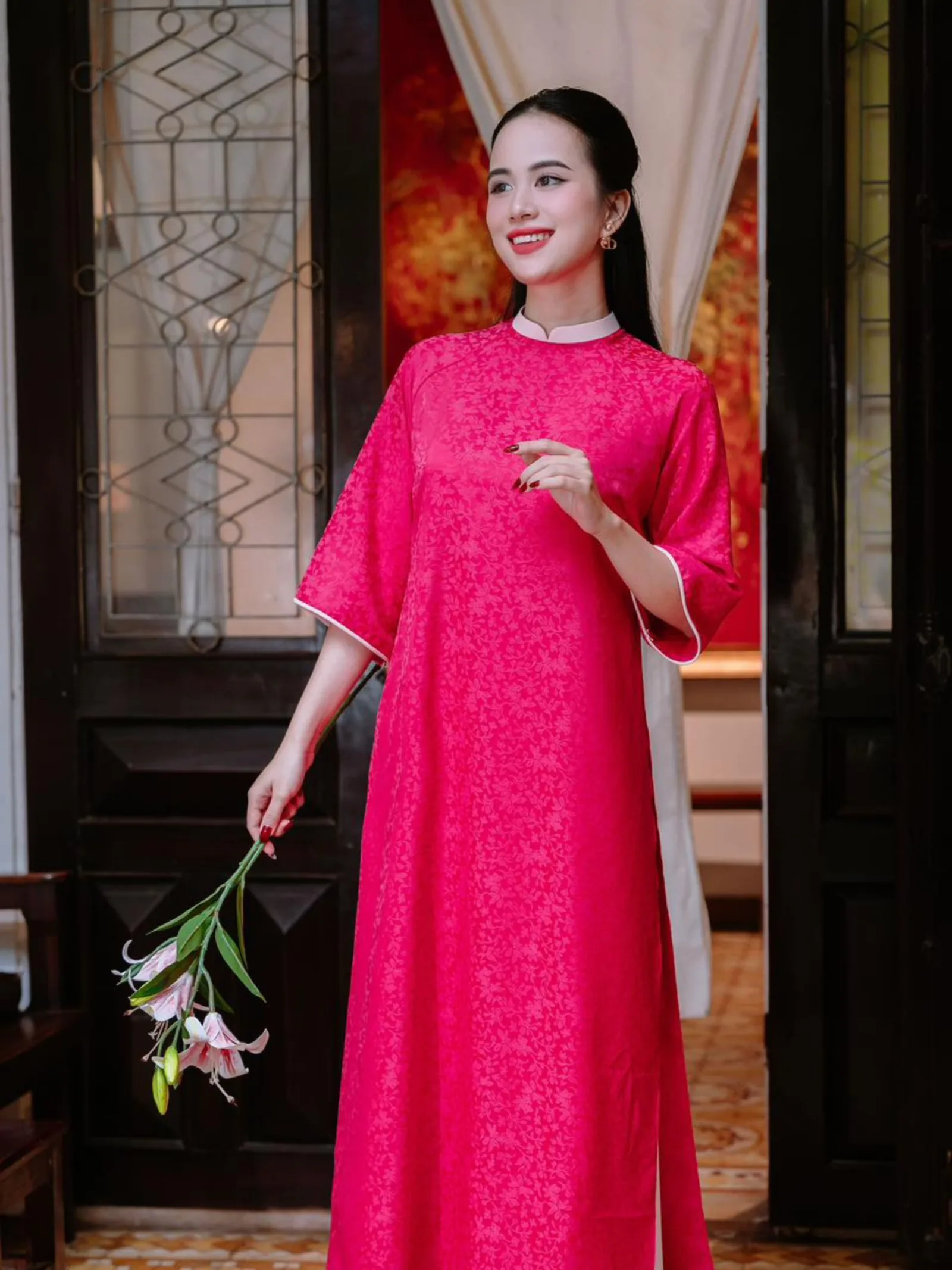 Áo dài vải lụa gấm thái tuấn Fatraly