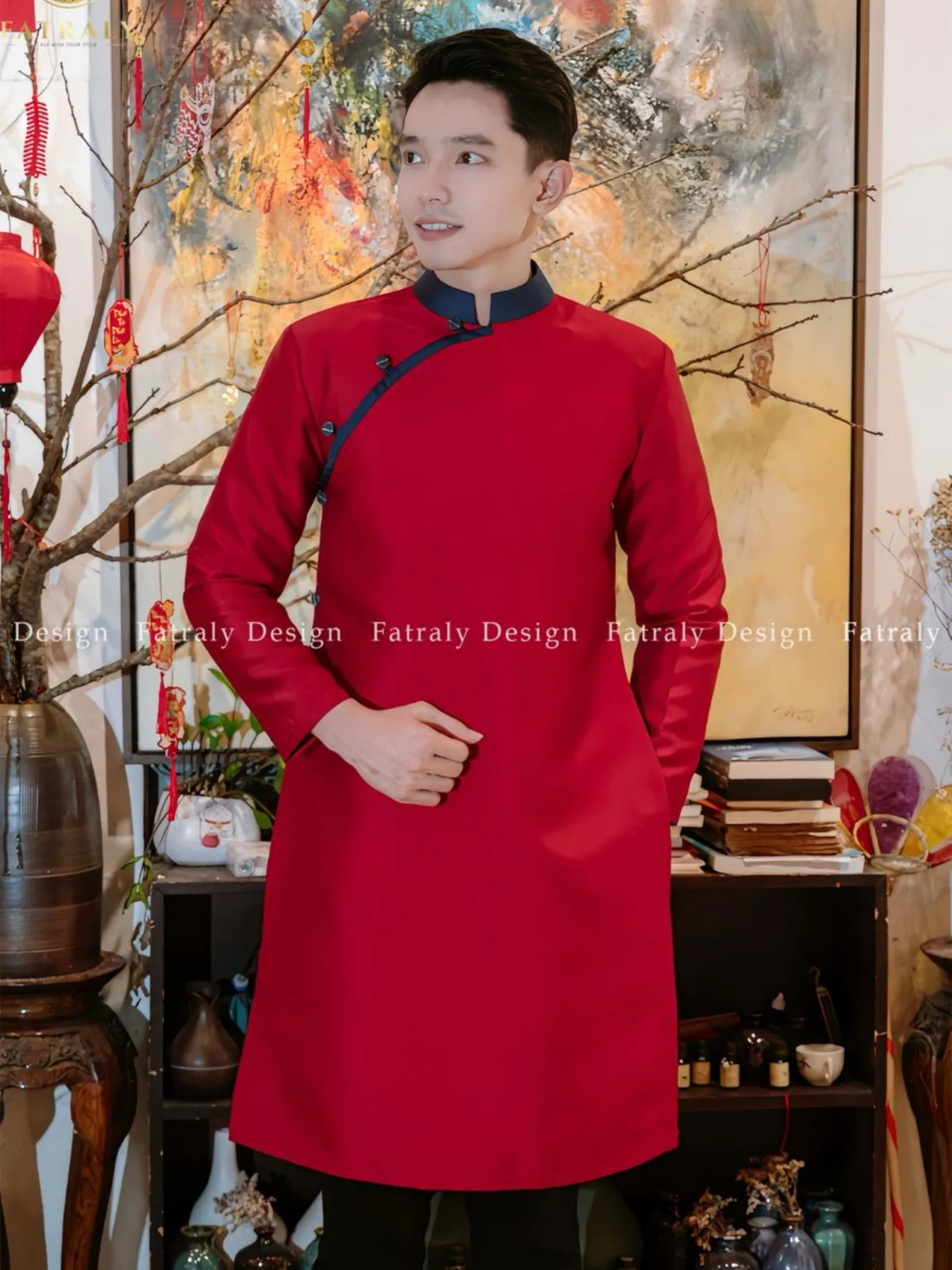 Áo dài vải gấm thái tuấn Fatraly