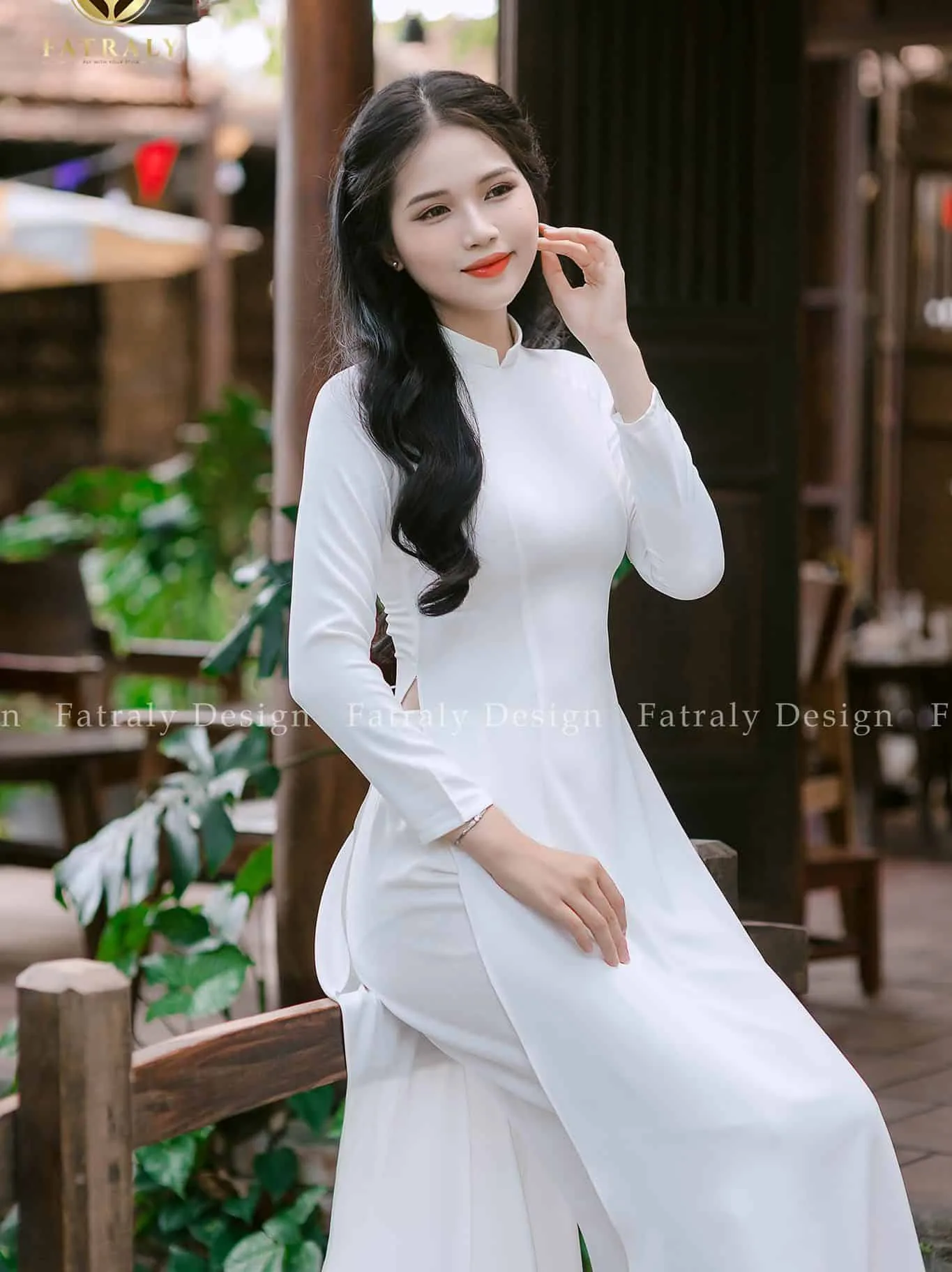 Áo dài Sương trắng vải Lụa Nhật Nam